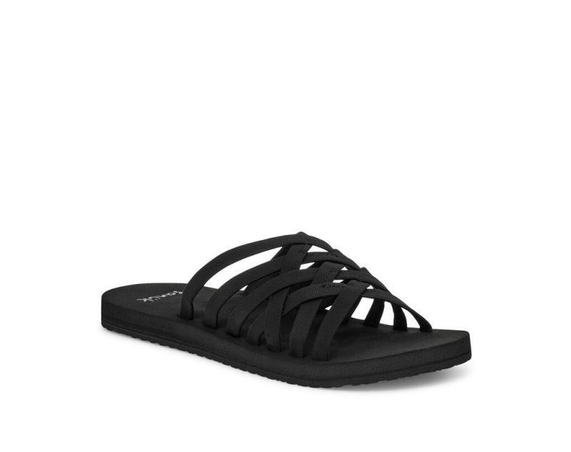 Sanuk Rio Slide Women's Flip Flops Black | Canada 102GSO